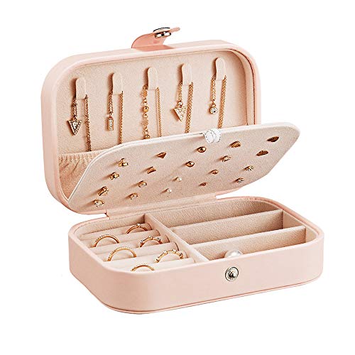 ZOCONE Kleine Schmuckschatulle, Schmuckkästchen Reise, 2 Schichten Portable Jewelry Box für Ohrringe, Ringe, Halsketten, Armband, Geschenk für Frauen, 16,5 x 11,5 x 5,5 cm von ZOCONE