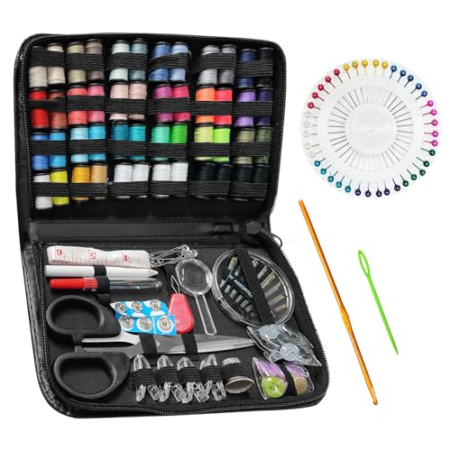 ZOCONE 172 Stück Leder Nähset Reise Nähzubehör, Sewing kit Set für Erwachsene, Anfänger, Zuhause, Reisen, Notsituationen Kleidung Fixes DIY Premium Nähzubehör, enthält Nähgarn, Nadeln, Schere, Knöpfe von ZOCONE