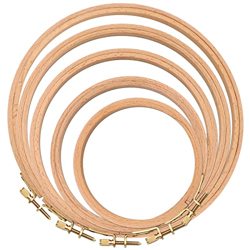 ZOCONE Stickrahmen aus Buchenholz, 5 Stück, für Stickerei, Kreuzstich, Näharbeiten, Kunsthandwerk und Weihnachtsdekoration (Größe: 12,7 cm, 15,2 cm, 17,8 cm, 20,3 cm, 22,9 cm) von ZOCONE