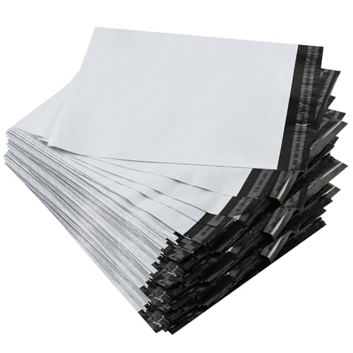 ZOENHOU‎ 100 Stück Plastik Versandbeutel Weiß 35 x 45cm Versandtüten Versandtaschen Selbstklebend und Blickdicht Versandbeutel Plastik Groß Wasserdicht Versandtüten für Kleidung und Textilien von ZOENHOU