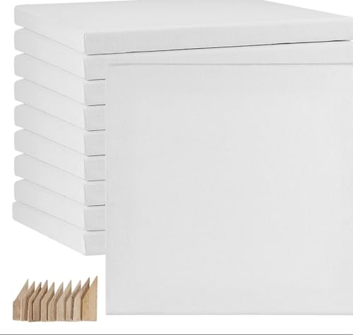 ZOENHOU 12 Stück 20x20 cm leinwand zum bemalen mit 96 Spannschlüsseln, 280g/m² Professionelle keilrahmen Leinwand für Acryl und Ölfarbe, Vorgrundierte Künstlermalleinwand für Anfänger und Profis ZOENHOU 12 Stück 20x20 cm leinwand zum bemalen mit 96 Spannschlüsseln, 280g/m² Professionelle keilrahmen Leinwand für Acryl und Ölfarbe, Vorgrundierte Künstlermalleinwand für Anfänger und Profis von ZOENHOU