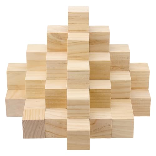 ZOENHOU 50 Stück 5,1 cm große Holzblöcke, massives Premium-Hartholz, Würfel, unlackiertes Holzblock-Set zum Malen, Dekorieren, Basteln, DIY-Projekte von ZOENHOU
