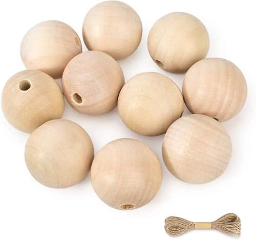ZOFUN 100 Stück Holzkugeln mit Loch, Holzperlen 30cm Holzperlen zum Auffädeln mit Bastelseilen, Runde Holzkugeln Natur, Holzperlen zum auffädeln für Makramee Schmuck Herstellung (6mm) von ZOFUN