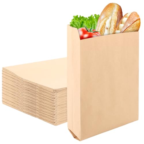 ZOFUN 150 Stück Braune Papiertüten Klein, 28x18x6CM Mini Papiertüten, Brottütenpapier Butterbrottüten Frühstücktüten Süßigkeiten Plätzchentüten für DIY Geschenktüten Papier von ZOFUN