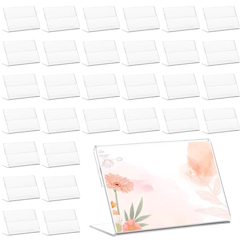 ZOFUN 60 Stück Mini Acryl Etikettenhalter, 8 x 5 cm Vertikal Acryl Etikettenhalter Tischaufsteller, Aufsteller Transparent Preisschildhalter Tischaufsteller Einzelhandel Preisschild für Büro von ZOFUN