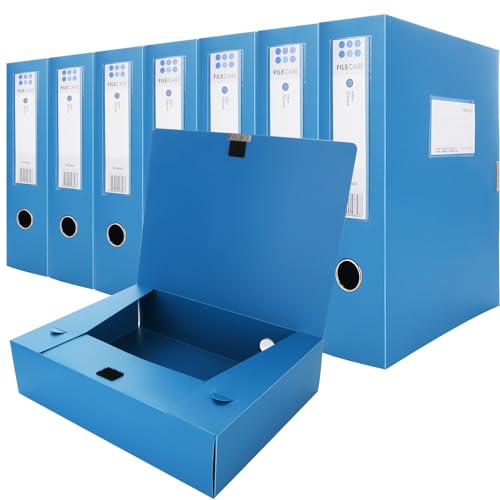 ZOFUN 8 Stück Kunststoff-Aktenboxen, 75 mm, A4 mit Ringzug und Verschluss, blaue A4-Ordnerboxen für Papiere, einfach zu montieren, Kunststoff, A4-Ordnerboxen für Schule, Arbeit, Büro ZOFUN 8 Stück Kunststoff-Aktenboxen, 75 mm, A4 mit Ringzug und Verschluss, blaue A4-Ordnerboxen für Papiere, einfach zu montieren, Kunststoff, A4-Ordnerboxen für Schule, Arbeit, Büro von ZOFUN