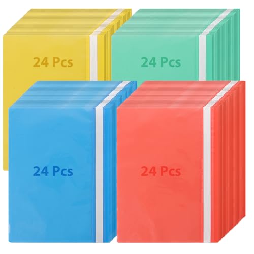 ZOFUN 96 Stück A4 Projektmappen, 31 x 22 cm Kunststoffordner in 4 Farben, bunte Präsentationsmappen mit transparentem Deckel & 2 Zinken, Kunststoff-Ordner für Dokumente A4, Aktenklassifizierung von ZOFUN