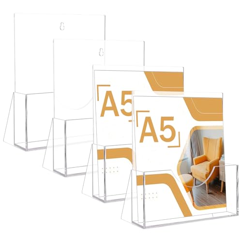ZOFUN A5-Prospektständer, 15,2 x 3,8 x 18,2 cm, A5-Prospektständer, freistehend, A5-Prospekthalter mit Loch zum Aufhängen, Acrylprospektständer für Büro, Restaurants, Empfang, 4 Stück ZOFUN A5-Prospektständer, 15,2 x 3,8 x 18,2 cm, A5-Prospektständer, freistehend, A5-Prospekthalter mit Loch zum Aufhängen, Acrylprospektständer für Büro, Restaurants, Empfang, 4 Stück von ZOFUN