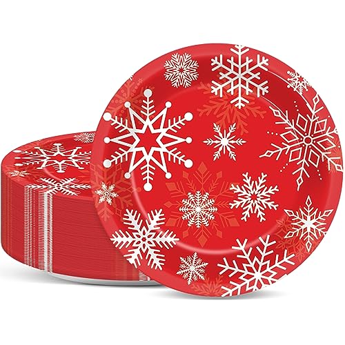 48 Stück Merry Christmas Pappteller Weihnachten Thema Geschirr serviert 48 Gästen Xmas Party Supplies Schneeflocken Runde Teller Bulk Weihnachten Platte für Weihnachten Urlaub Party Dekor Rot 48 Stück Merry Christmas Pappteller Weihnachten Thema Geschirr serviert 48 Gästen Xmas Party Supplies Schneeflocken Runde Teller Bulk Weihnachten Platte für Weihnachten Urlaub Party Dekor Rot von ZOIIWA