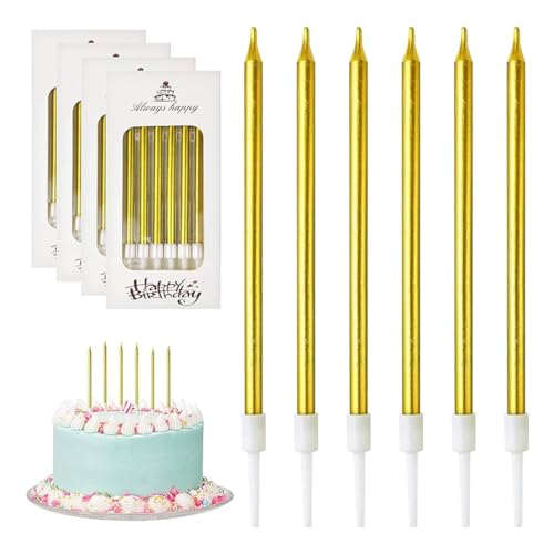ZOKJSW 24 pcs Geburtstagskerzen Kuchen Lange Metallisch Geburtstagskerzen mit Haltern für Kinder Erwachsene Dekorative Geburtstagstorte Hochzeitsparty Abschlussfeier ZOKJSW 24 pcs Geburtstagskerzen Kuchen Lange Metallisch Geburtstagskerzen mit Haltern für Kinder Erwachsene Dekorative Geburtstagstorte Hochzeitsparty Abschlussfeier von ZOKJSW