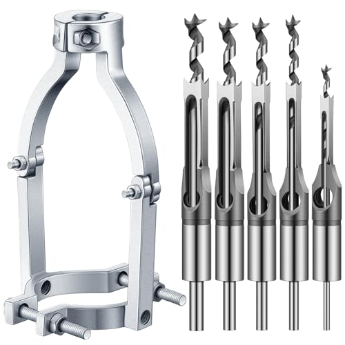 ZOKQSEIF Vierkantloch-Bohrer-Adapter und Vierkantloch-Bohrer-Set für Holzstemm-Aufsatz, Bohrmaschine, Hohlmeißel-Stemmbohrwerkzeug für Stemmmaschine (6 Stück, 1/4, 5/16, 7/16, 1/2, 5/8 Zoll) von ZOKQSEIF