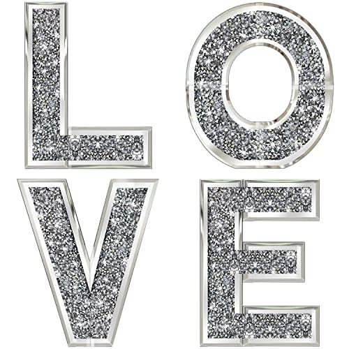 ZOLAPI 4 Stück unabhängige Buchstaben Love.Glam Crystal Diamond Letters.Silver Mirror Glass Home Decoration for Wall, Fireplace, Bookshelf and Table ZOLAPI 4 Stück unabhängige Buchstaben Love.Glam Crystal Diamond Letters.Silver Mirror Glass Home Decoration for Wall, Fireplace, Bookshelf and Table von ZOLAPI