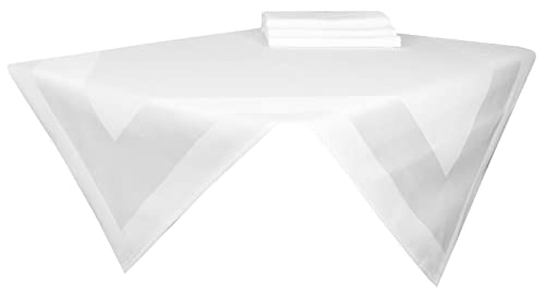 ZOLLNER 4er-Set Mitteldecke, Baumwolle, 100x100 cm, Atlaskante, weiß von ZOLLNER