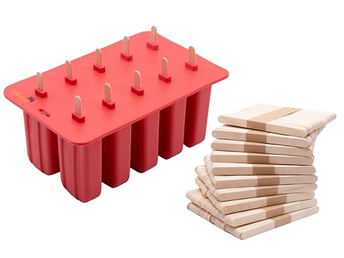Zollner24 Set aus Silikonform für Stieleis inkl. Ersatzstiele - 500 Stück Holzstäbchen aus naturbelassenem Holz - 11x1 cm - umweltfreundlich Zollner24 Set aus Silikonform für Stieleis inkl. Ersatzstiele - 500 Stück Holzstäbchen aus naturbelassenem Holz - 11x1 cm - umweltfreundlich von ZOLLNER24