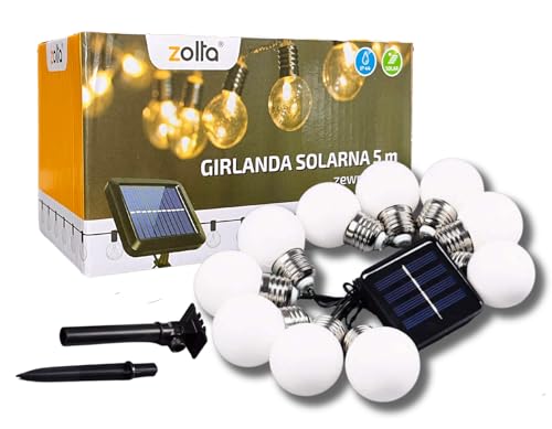 ZOLTA Solar Lichterkette Aussen – Led Lichterkette - Gartendeko – Balkon Deko – Hochzeitsdeko - Länge 5 m – 10 Glühbirnen im Lieferumfang enthalten – Party Deko ZOLTA Solar Lichterkette Aussen – Led Lichterkette - Gartendeko – Balkon Deko – Hochzeitsdeko - Länge 5 m – 10 Glühbirnen im Lieferumfang enthalten – Party Deko von ZOLTA