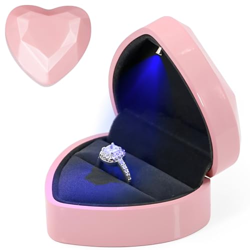 ZOMKIFA LED Ring Box Herzform Ring Schachtel Schmuckschatullen Geschenkbox für Hochzeit Verlobungsring Valentinstag, Rosa ZOMKIFA LED Ring Box Herzform Ring Schachtel Schmuckschatullen Geschenkbox für Hochzeit Verlobungsring Valentinstag, Rosa von ZOMKIFA