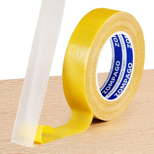 ZOMPAGO Doppelseitiges Gewebeband,strapazierfähig,20m,hohe Haftkraft,starkes 2-seitiges Klebeband für Teppiche,Teppiche,leicht zu reißen,langlebiges Gewebeband,Mehrzweckband,abnehmbar,rückstandsfrei von ZOMPAGO