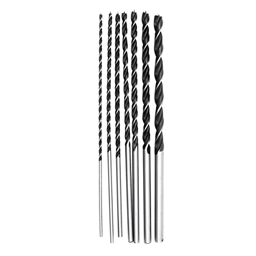 ZONADAH 7-teiliges Set 300 mm extra lange Spiralbohrer, gehärtete Hartstahlwerkzeuge 4-10 mm zum Bohren von Holzlöchern, PVC-Plastikkartons von ZONADAH