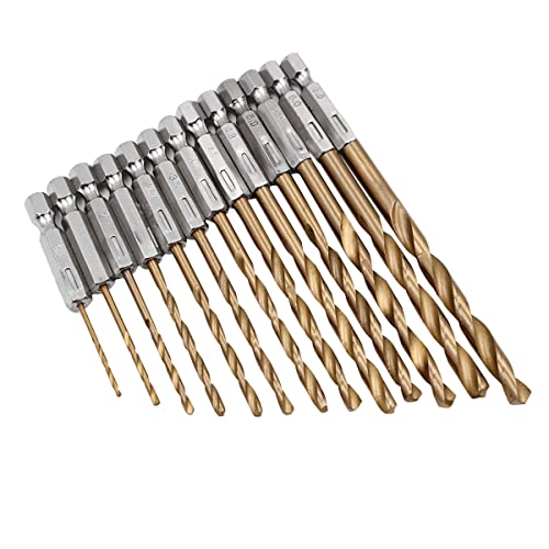 ZONADAH HSS-Bohrer mit 1/4-Zoll-Sechskantschaft, 13 Stück im Set Titanbeschichtete Bohrer, 1,5 mm-6,5 mm, Schnellwechselstahl für Holzbearbeitung, Kunststoff, PVC, Karton ZONADAH HSS-Bohrer mit 1/4-Zoll-Sechskantschaft, 13 Stück im Set Titanbeschichtete Bohrer, 1,5 mm-6,5 mm, Schnellwechselstahl für Holzbearbeitung, Kunststoff, PVC, Karton von ZONADAH