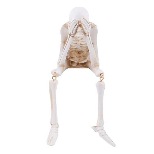 ZONADAH Halloween-Skelett-Statue „See No Evil“, Skelettfiguren, sitzende künstliche, realistische Totenkopf-Dekorationen für Zuhause, Spukhaus, Halloween-Party-Dekor ZONADAH Halloween-Skelett-Statue „See No Evil“, Skelettfiguren, sitzende künstliche, realistische Totenkopf-Dekorationen für Zuhause, Spukhaus, Halloween-Party-Dekor von ZONADAH