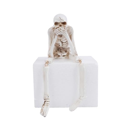 ZONADAH Halloween-Skelett-Statue „Speak No Evil“, Skelettfiguren, sitzende künstliche, realistische Totenkopf-Dekorationen für Zuhause, Spukhaus, Halloween-Party-Dekor ZONADAH Halloween-Skelett-Statue „Speak No Evil“, Skelettfiguren, sitzende künstliche, realistische Totenkopf-Dekorationen für Zuhause, Spukhaus, Halloween-Party-Dekor von ZONADAH