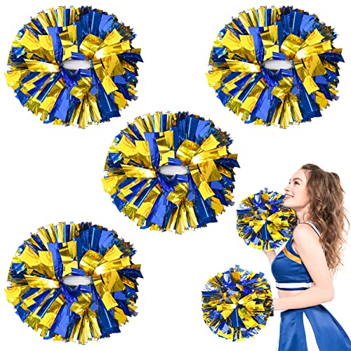 ZONITOK Cheerleader-Pompons in Metallic-Optik, 30,5 cm, Cheerleader-Pompons mit Taktstockgriff, Cheering Squad Pompons für Kinder, Erwachsene, Schule, Tanz, Sport, Teamgeist, Blau + Gold, 4 Stück ZONITOK Cheerleader-Pompons in Metallic-Optik, 30,5 cm, Cheerleader-Pompons mit Taktstockgriff, Cheering Squad Pompons für Kinder, Erwachsene, Schule, Tanz, Sport, Teamgeist, Blau + Gold, 4 Stück von ZONITOK