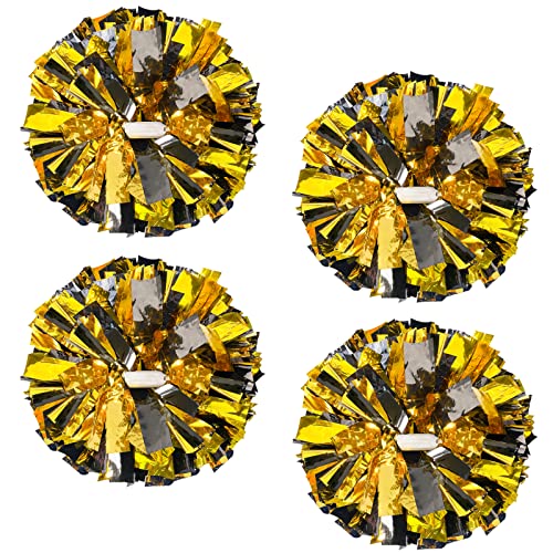 ZONITOK Cheerleader-Pompons in Metallic-Optik, 30,5 cm, Cheerleader-Pompons mit Taktstockgriff, Cheering Squad Pompons für Kinder, Erwachsene, Schule, Tanz, Sport, Teamgeist, Cheering (Schwarz/Gold), ZONITOK Cheerleader-Pompons in Metallic-Optik, 30,5 cm, Cheerleader-Pompons mit Taktstockgriff, Cheering Squad Pompons für Kinder, Erwachsene, Schule, Tanz, Sport, Teamgeist, Cheering (Schwarz/Gold), von ZONITOK