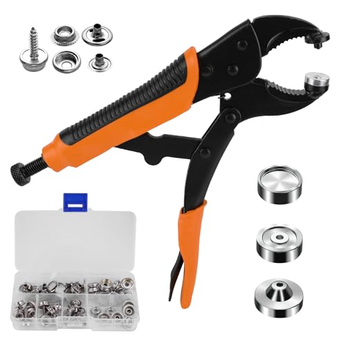 Druckknopf-Set mit Zange, verstellbares Druckknopf-Werkzeug-Set mit 20 Druckknöpfen zum Reparieren oder Ersetzen von Metallverschlüssen an Bootsabdeckungen, Jeansknöpfen, Leder Druckknopf-Set mit Zange, verstellbares Druckknopf-Werkzeug-Set mit 20 Druckknöpfen zum Reparieren oder Ersetzen von Metallverschlüssen an Bootsabdeckungen, Jeansknöpfen, Leder von ZONJIE