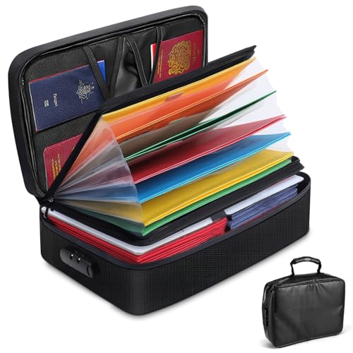 Feuerfeste Dokumentenbox, Aktenordner, abschließbarer Aktenordner mit 13 Taschen, Dokumentenmappe mit Reißverschluss, A4, feuerfest, erweiterbarer Aktenordner mit Griff, tragbar, wasserdicht, Feuerfeste Dokumentenbox, Aktenordner, abschließbarer Aktenordner mit 13 Taschen, Dokumentenmappe mit Reißverschluss, A4, feuerfest, erweiterbarer Aktenordner mit Griff, tragbar, wasserdicht, von ZONJIE