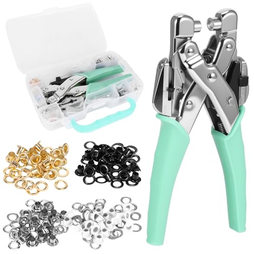 Magnetisches Ösenstanzer-Set, 3/16 & 1/8 Zoll Ösen und Ösenzange, Werkzeug-Set, Lederlochstanzer, Ösenwerkzeug mit 200 Metallösen und Etui für Ledertaschen für Kleidung, Gürtel Magnetisches Ösenstanzer-Set, 3/16 & 1/8 Zoll Ösen und Ösenzange, Werkzeug-Set, Lederlochstanzer, Ösenwerkzeug mit 200 Metallösen und Etui für Ledertaschen für Kleidung, Gürtel von ZONJIE