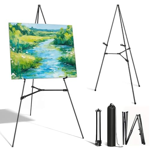 Staffelei-Ständer für Schilder, Bilderständer für Display, Fotoständer, Bodenstativ, schwarze Staffelei mit Stützstangen, leichtes Metall, verstellbar, zusammenklappbar, Willkommensbrett-Ständer für Staffelei-Ständer für Schilder, Bilderständer für Display, Fotoständer, Bodenstativ, schwarze Staffelei mit Stützstangen, leichtes Metall, verstellbar, zusammenklappbar, Willkommensbrett-Ständer für von ZONJIE