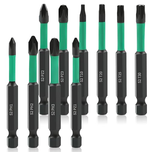 ZONJIE Lange Bits Set, 10pcs Lang Torx-Schlagbit, 70-mm-Schraubendreher-Bit-Set mit starkem Magnetkopf und 1/4-Zoll-Sechskantschaft für elektrische Handbohrmaschinen und elektrische Schraubendreher ZONJIE Lange Bits Set, 10pcs Lang Torx-Schlagbit, 70-mm-Schraubendreher-Bit-Set mit starkem Magnetkopf und 1/4-Zoll-Sechskantschaft für elektrische Handbohrmaschinen und elektrische Schraubendreher von ZONJIE