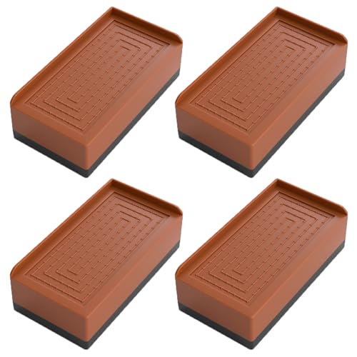 ZONSHJDKR Möbelerhöhungen Braune Sofaerhöhungen, 4 Stück, Möbelerhöhungen, Möbelbeine aus Kunststoff, robuste Betterhöhungen, Tischfüße, rutschfest und verschleißfest(18 x 9 x 5cm) von ZONSHJDKR