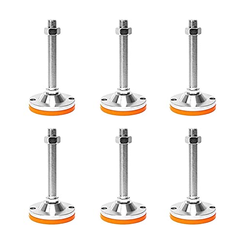 ZONSHJDKR Möbelfüße Verstellbare Füße for Nivellierfüße, geeignet for Möbelmaschinen und -geräte, 6-teilig, orangefarbene Möbelbeine aus Nylon und Edelstahl(D100x30x200mm) von ZONSHJDKR