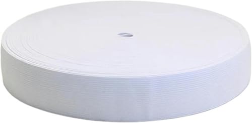 ZONSHJDKR Nähzubehör 1 Meter flaches Gummiband, for Nähen von Kleidung, Hosen, Zubehör, Stretchgürtel, Kleidungsstück, DIY-Nähstoff, Breite 3–60 mm, m, 25, Schwarz(White,5M-60MM) von ZONSHJDKR