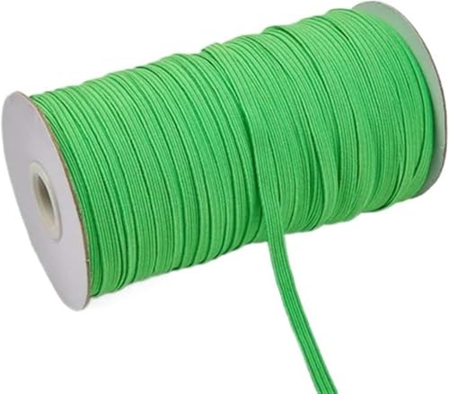 ZONSHJDKR Nähzubehör 200–100 Yards, 6 mm, Bunte, hochelastische Gummibänder, breites elastisches Schnurband for Basteln, Seilband, Spitzenbesatz, Nähen, DIY, 200, Rot(Bright Green,6mm 200yards) von ZONSHJDKR