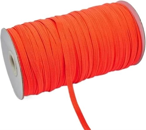 ZONSHJDKR Nähzubehör 200–100 Yards, 6 mm, Bunte, hochelastische Gummibänder, breites elastisches Schnurband for Basteln, Seilband, Spitzenbesatz, Nähen, DIY, 200, Rot(Bright Orange,6mm 200yards) von ZONSHJDKR