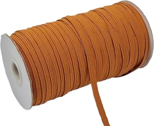 ZONSHJDKR Nähzubehör 200–100 Yards, 6 mm, Bunte, hochelastische Gummibänder, breites elastisches Schnurband for Basteln, Seilband, Spitzenbesatz, Nähen, DIY, 200, Rot(Brown,6mm 200yards) von ZONSHJDKR