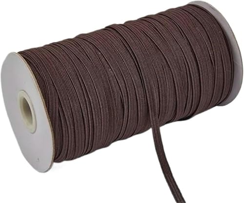 ZONSHJDKR Nähzubehör 200–100 Yards, 6 mm, Bunte, hochelastische Gummibänder, breites elastisches Schnurband for Basteln, Seilband, Spitzenbesatz, Nähen, DIY, 200, Rot(Coffee,6mm 200yards) von ZONSHJDKR