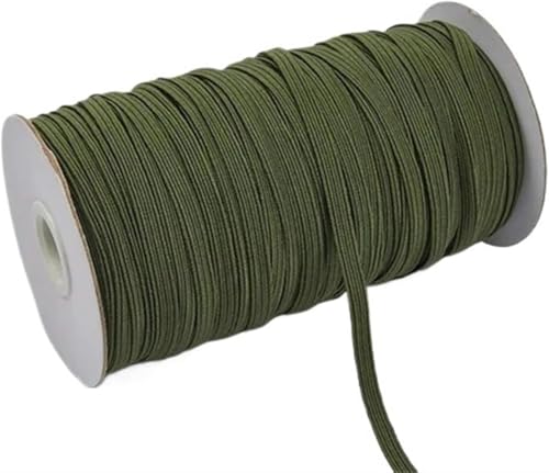ZONSHJDKR Nähzubehör 200–100 Yards, 6 mm, Bunte, hochelastische Gummibänder, breites elastisches Schnurband for Basteln, Seilband, Spitzenbesatz, Nähen, DIY, 200, Rot(Dark Green,6mm 200yards) von ZONSHJDKR