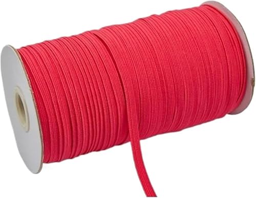 ZONSHJDKR Nähzubehör 200–100 Yards, 6 mm, Bunte, hochelastische Gummibänder, breites elastisches Schnurband for Basteln, Seilband, Spitzenbesatz, Nähen, DIY, 200, Rot(Dark Pink,6mm 200yards) von ZONSHJDKR