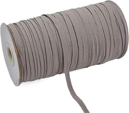 ZONSHJDKR Nähzubehör 200–100 Yards, 6 mm, Bunte, hochelastische Gummibänder, breites elastisches Schnurband for Basteln, Seilband, Spitzenbesatz, Nähen, DIY, 200, Rot(Gray,6mm 200yards) von ZONSHJDKR