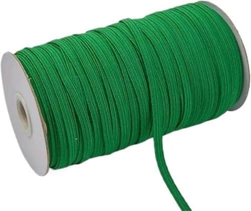 ZONSHJDKR Nähzubehör 200–100 Yards, 6 mm, Bunte, hochelastische Gummibänder, breites elastisches Schnurband for Basteln, Seilband, Spitzenbesatz, Nähen, DIY, 200, Rot(Green,6mm 200yards) von ZONSHJDKR