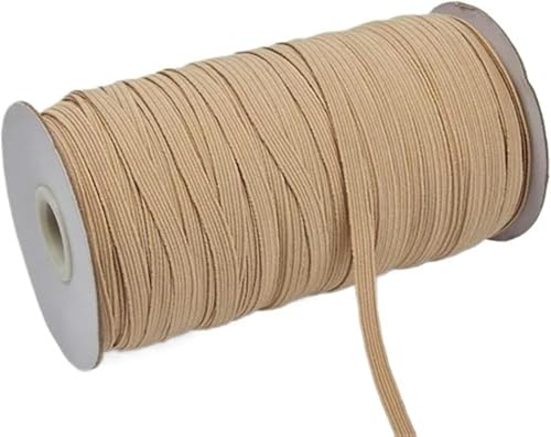 ZONSHJDKR Nähzubehör 200–100 Yards, 6 mm, Bunte, hochelastische Gummibänder, breites elastisches Schnurband for Basteln, Seilband, Spitzenbesatz, Nähen, DIY, 200, Rot(Khaki,6mm 200yards) von ZONSHJDKR