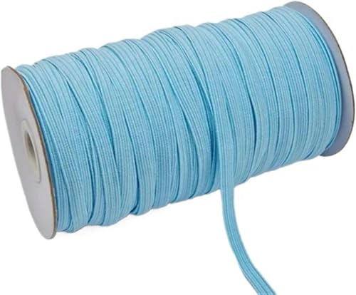 ZONSHJDKR Nähzubehör 200–100 Yards, 6 mm, Bunte, hochelastische Gummibänder, breites elastisches Schnurband for Basteln, Seilband, Spitzenbesatz, Nähen, DIY, 200, Rot(Light Blue,6mm 200yards) von ZONSHJDKR