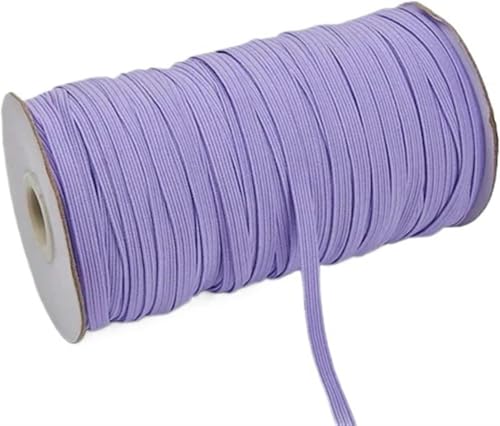 ZONSHJDKR Nähzubehör 200–100 Yards, 6 mm, Bunte, hochelastische Gummibänder, breites elastisches Schnurband for Basteln, Seilband, Spitzenbesatz, Nähen, DIY, 200, Rot(Light Purple,6mm 100yards) von ZONSHJDKR