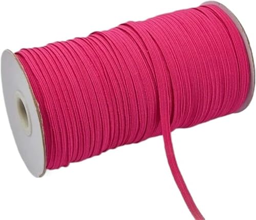 ZONSHJDKR Nähzubehör 200–100 Yards, 6 mm, Bunte, hochelastische Gummibänder, breites elastisches Schnurband for Basteln, Seilband, Spitzenbesatz, Nähen, DIY, 200, Rot(Rose Red,6mm 200yards) von ZONSHJDKR