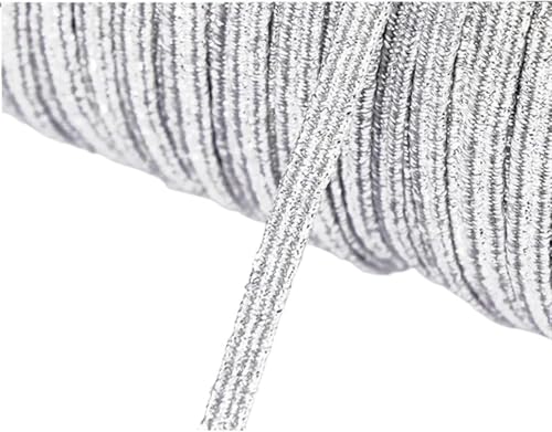 ZONSHJDKR Nähzubehör 200–100 Yards, 6 mm, Bunte, hochelastische Gummibänder, breites elastisches Schnurband for Basteln, Seilband, Spitzenbesatz, Nähen, DIY, 200, Rot(Silver,6mm 200yards) von ZONSHJDKR