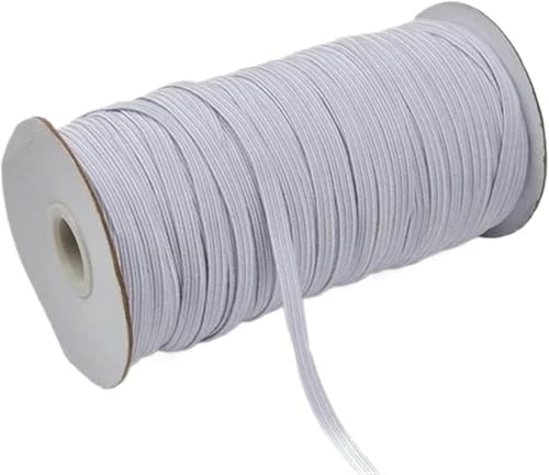 ZONSHJDKR Nähzubehör 200–100 Yards, 6 mm, Bunte, hochelastische Gummibänder, breites elastisches Schnurband for Basteln, Seilband, Spitzenbesatz, Nähen, DIY, 200, Rot(White,6mm 200yards) von ZONSHJDKR