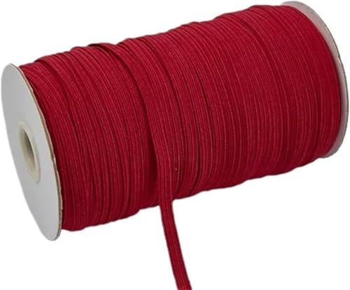 ZONSHJDKR Nähzubehör 200–100 Yards, 6 mm, Bunte, hochelastische Gummibänder, breites elastisches Schnurband for Basteln, Seilband, Spitzenbesatz, Nähen, DIY, 200, Rot(Wine Red,6mm 200yards) von ZONSHJDKR